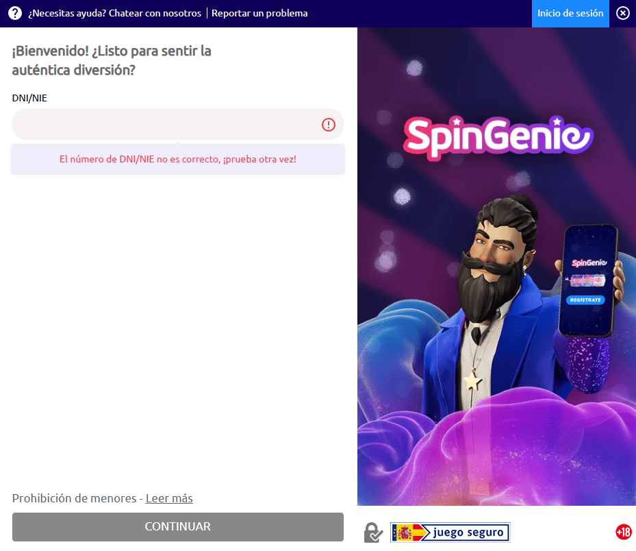 REGISTRO Spingenie casino